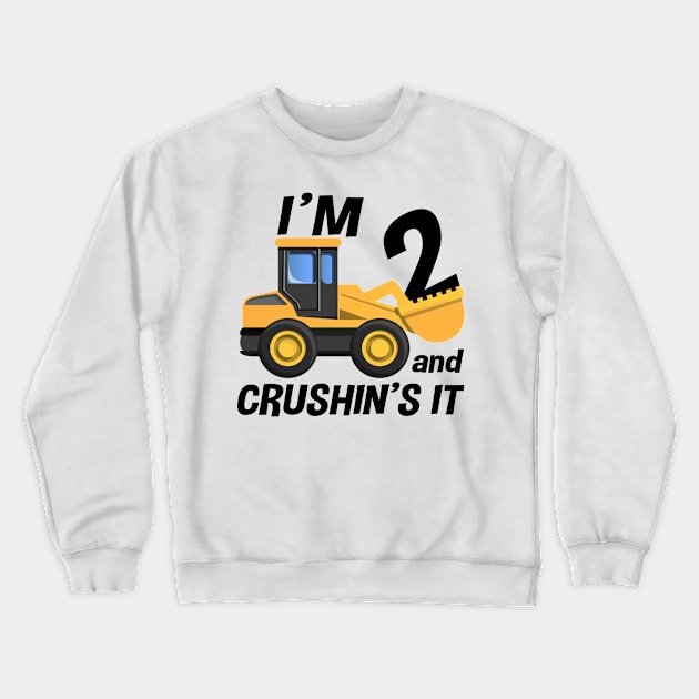 Kids Construction Truck 2nd Birthday T Shirt Boy 2 Year Old Crewneck Sweatshirt by joneK